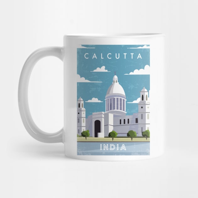 Calcutta, India. Retro travel poster by GreekTavern